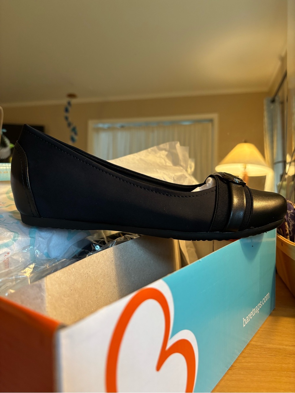 BareTraps Black Ballet Flat with Silver Accent Buckle - Picture 2 of 8